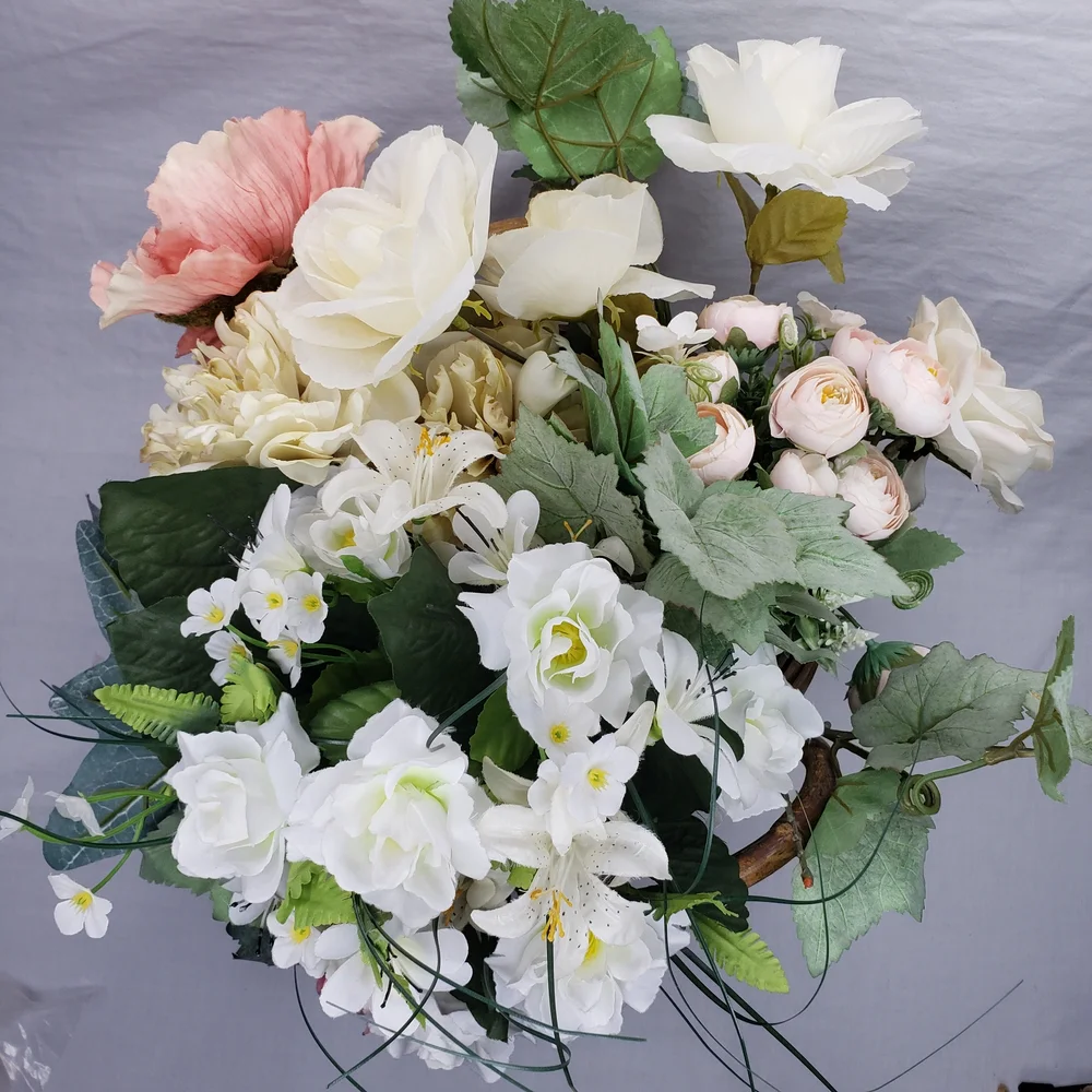 Faux Florals with White and Pink Accents